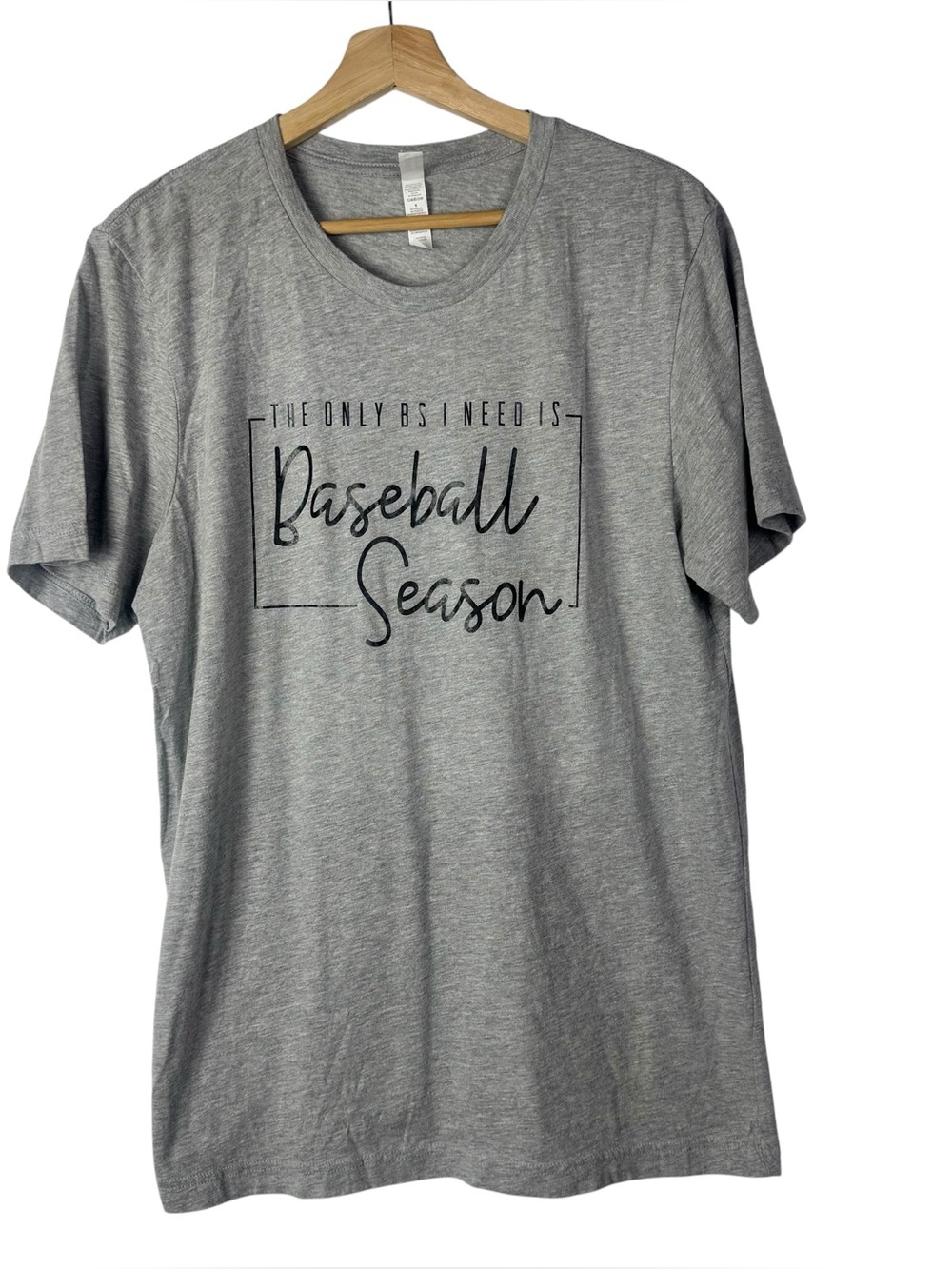 Boutique Baseball Season Gray Short Sleeve T-Shirt L